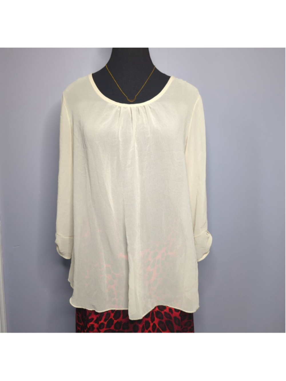 Vintage 90s Forever 21 Women's Sheer Flowy Blouse Sz M Made in USA
